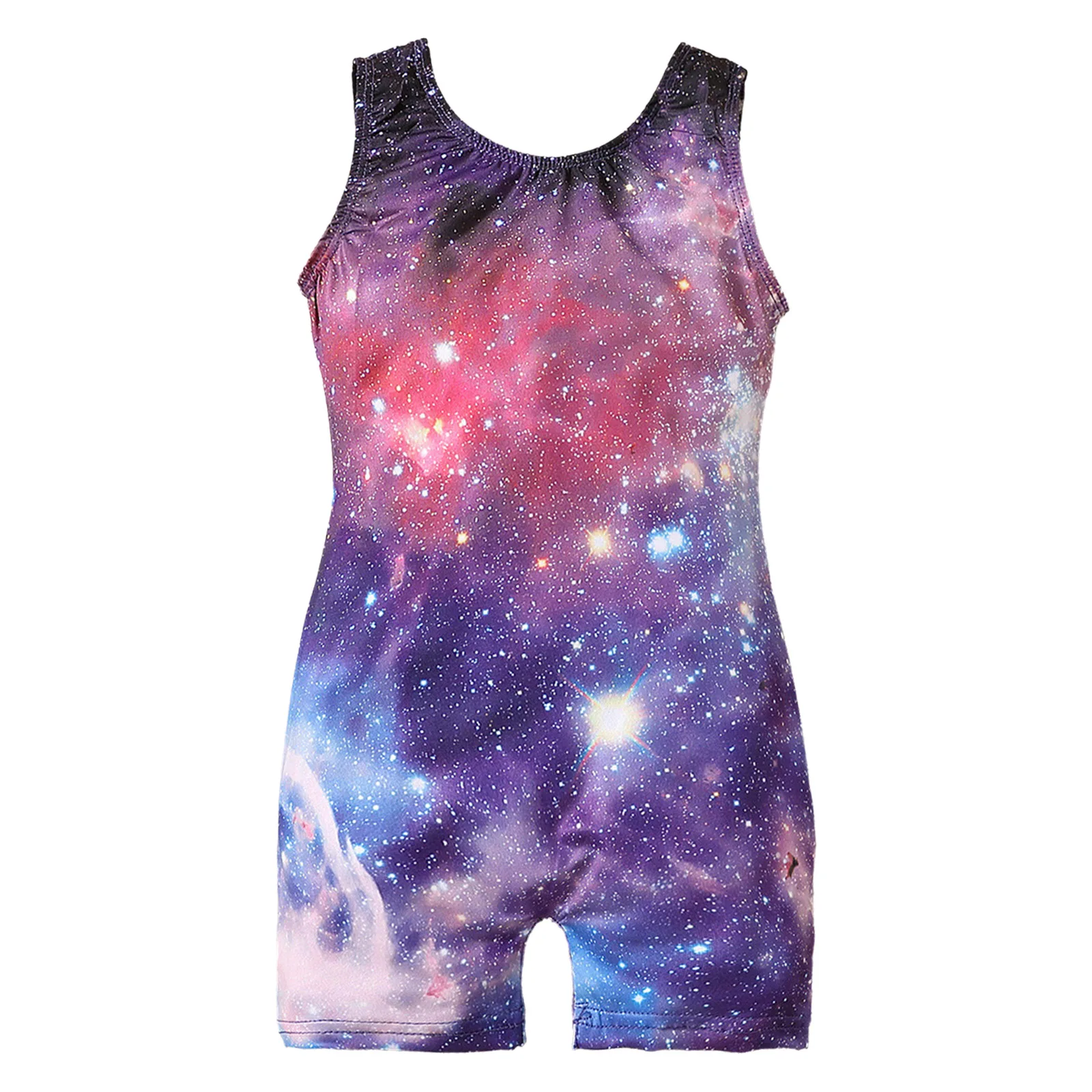Kids Girls Stylish Printed Jumpsuit One-piece Swimsuit Sleeveless Thigh Length Bodysuit Swimwear for Swimming Surfing Snorkeling