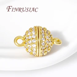 18K Gold Plated Brass with Zircon Magnetic Clasps For Jewelry Making,Magnet End Clasp Connectors For Bracelets DIY Accessories