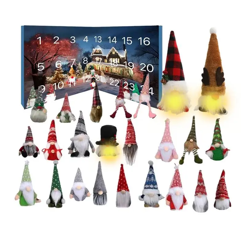 Gnome Countdown Calendar 24 Days Countdown Calendar 3 Glowing Gnomes Plush Toys Christmas Decor For Kids Adults