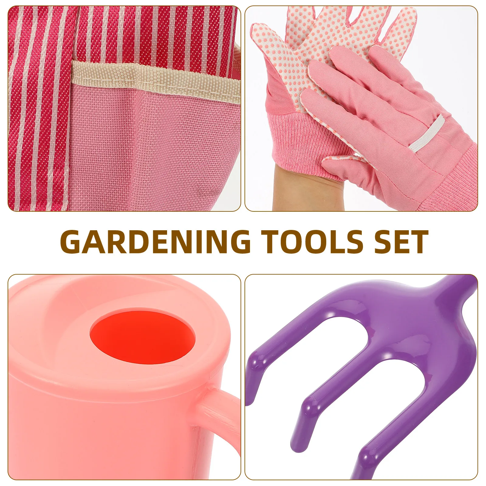 1Set Gardening Tools Set Smooth Edges Rake Shovel Watering Can Gloves for Garden Beach Yard Gardening