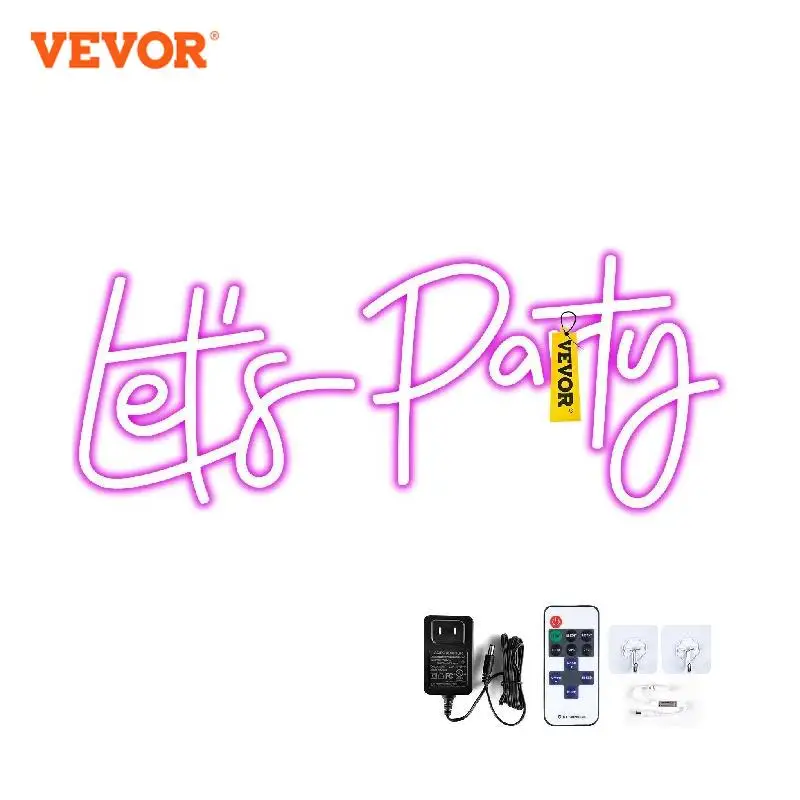 VEVOR Let's Party-letrero de neón LED flexible, decoración de pared acrílica transparente, cartel de neón, tablero de letras, Fondo de fiesta, regalo creativo