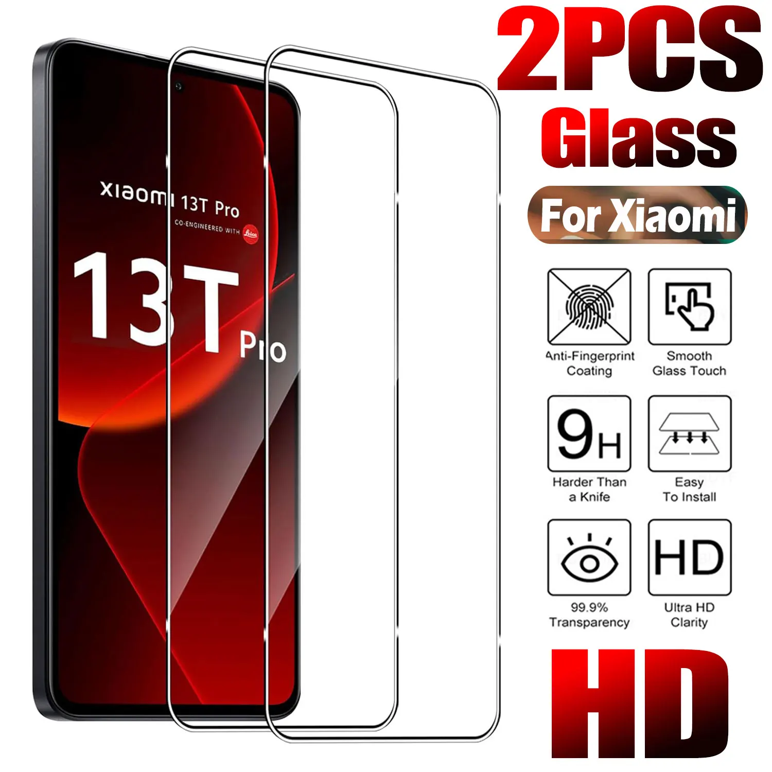 2PCS Tempered Glass for Xiaomi Mi 14 13T Pro Screen Protector Protective Film 9H Screen Protector On Xiaomi 11T 12T Lite Glass