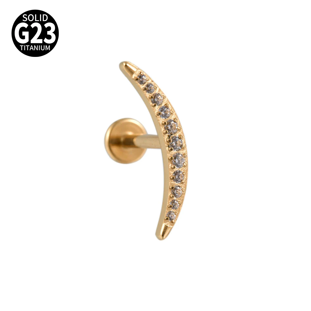 G23 Solid Titanium CZ Flower Moon Cartilage Earring