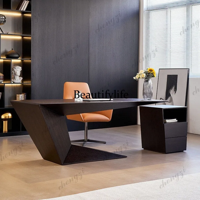 Living room integrated large long desk work   writing desk Italian minimalist computer desk