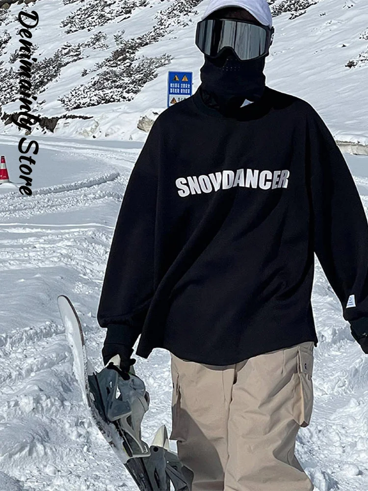 Fashion Ski 2-Piece Set Women Letter Print Hood Pullover Multi-Pocket Ski Pants Waterproof Windproof Outdoor Sportswear 2026 New