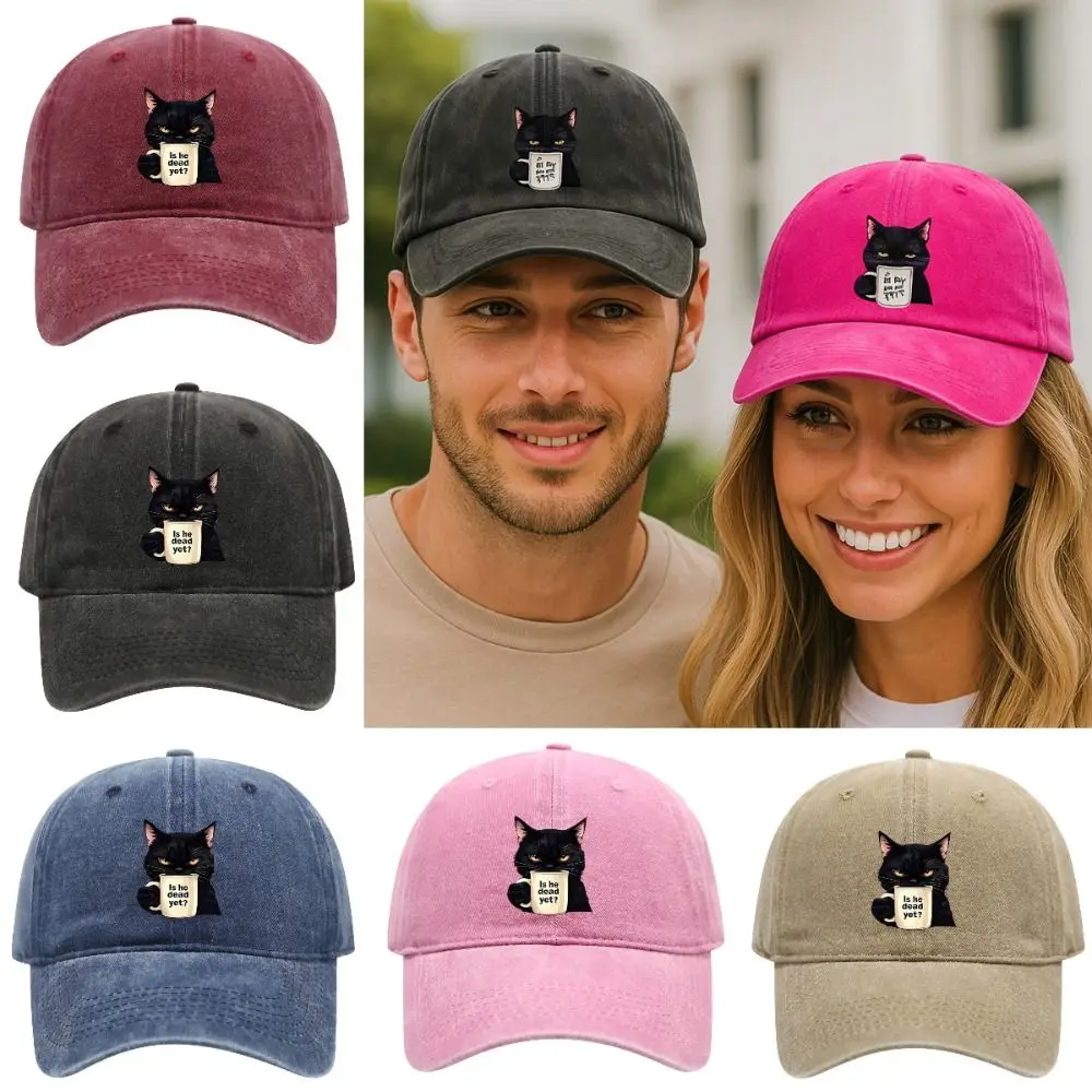 

Fashion Cat Embroidery Feral Baseball Cap Breathable Adjustable Sun Hats Lightweight Hip Hop Sunscreen Hat Unisex Styles