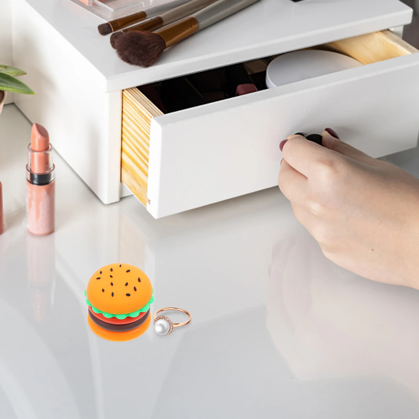 

Portable Silicone Boxes 5ML Mini Hamburger Shaped Containers Leakproof Travel Friendly Skincare Product Storage Small