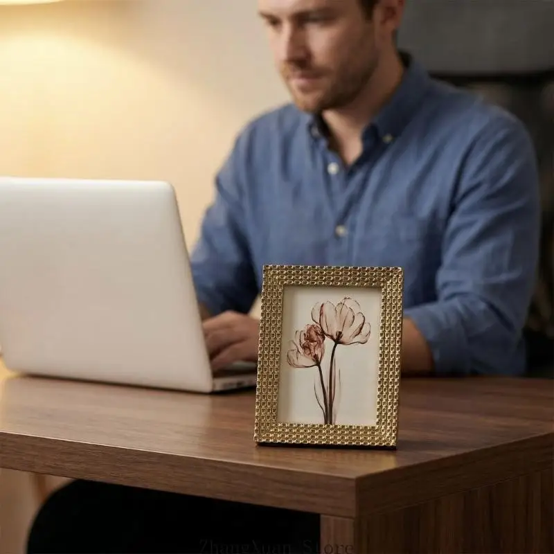 Antikgold-Dekorrahmen für Fotos und Kunstdrucke mit strukturiertem Harzdesign für elegante Wohnzimmer-Dekorationen 3XUF – Detail 2