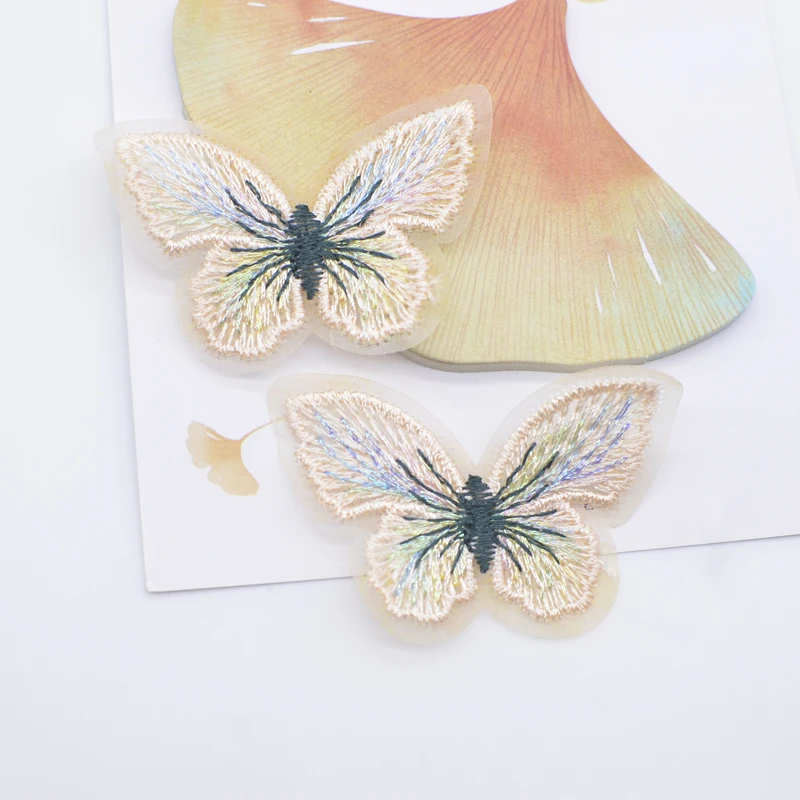10Pcs 50*35mm Delicate Cotton Gauze Butterfly Mesh Appliques for DIY Clothes Hat Sewing Patches Headwear Hair Clips Bow Decor