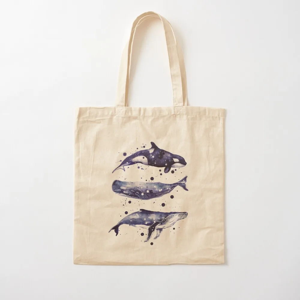 

Watercolor Whale Trio in grey Tote Bag Beach bag reusable shopping bag cute tote Canvas Tote