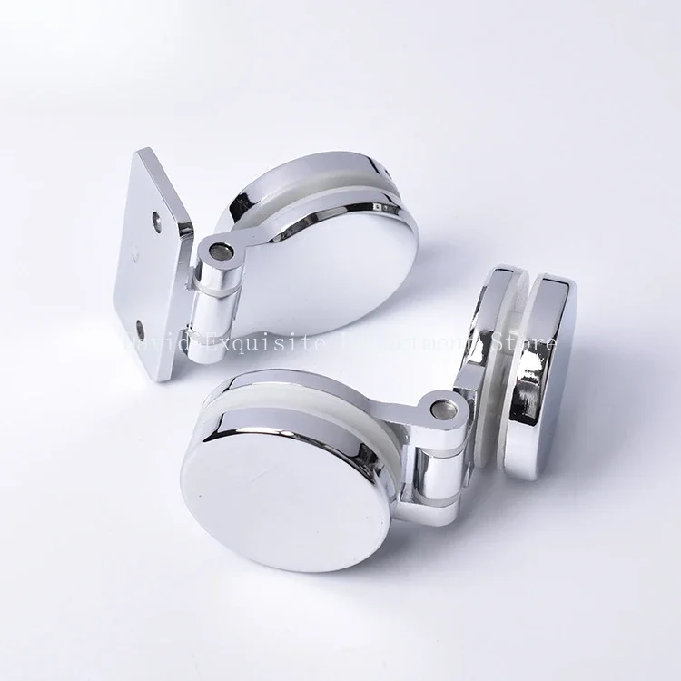 Frameless 180 Degree Chrome Glass Door Hinge Display Wine Cabinet Bilateral Round Bead Door Clip Hinge