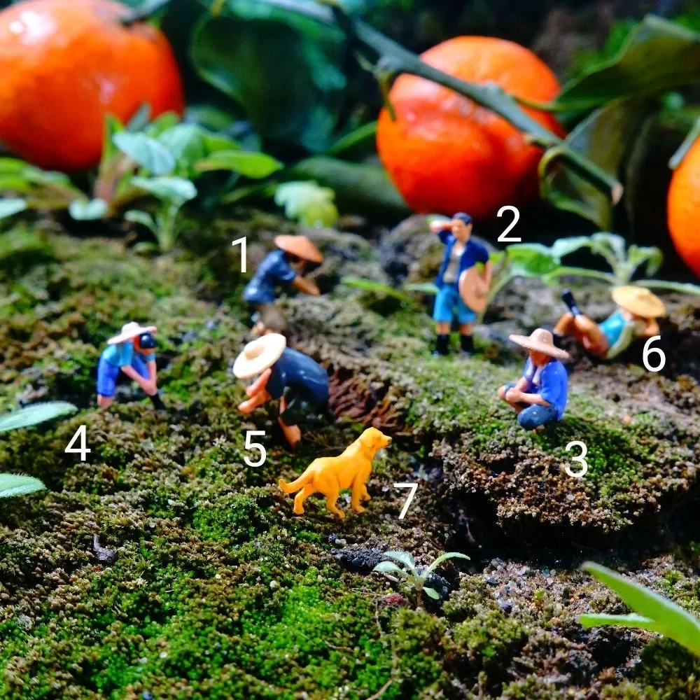 HO Scale 1:87 Miniature Farmers Model Figures Desktop Decor Painter Figurines for Sand Table Scene Street People Assorted Poses