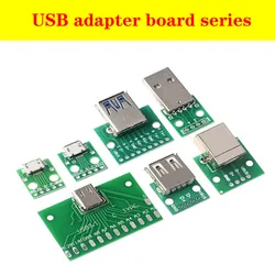 USB 2.0 3.0 A Female USB A Male Micro Mini Type-c Connector Interface to DIP Converter Adapter Breakout Board