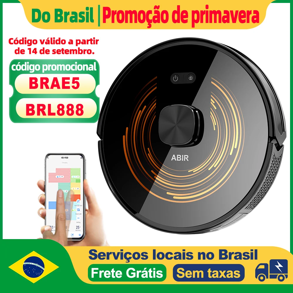 (Código promocional: BRL888)Aspirador Robô ABIR X9, Sistema a Laser, Limpeza UV Dupla, Tecnologia Auto Carpet Boost, Mapas de Múltiplos Andares, Limpeza Personalizada por Cômodos