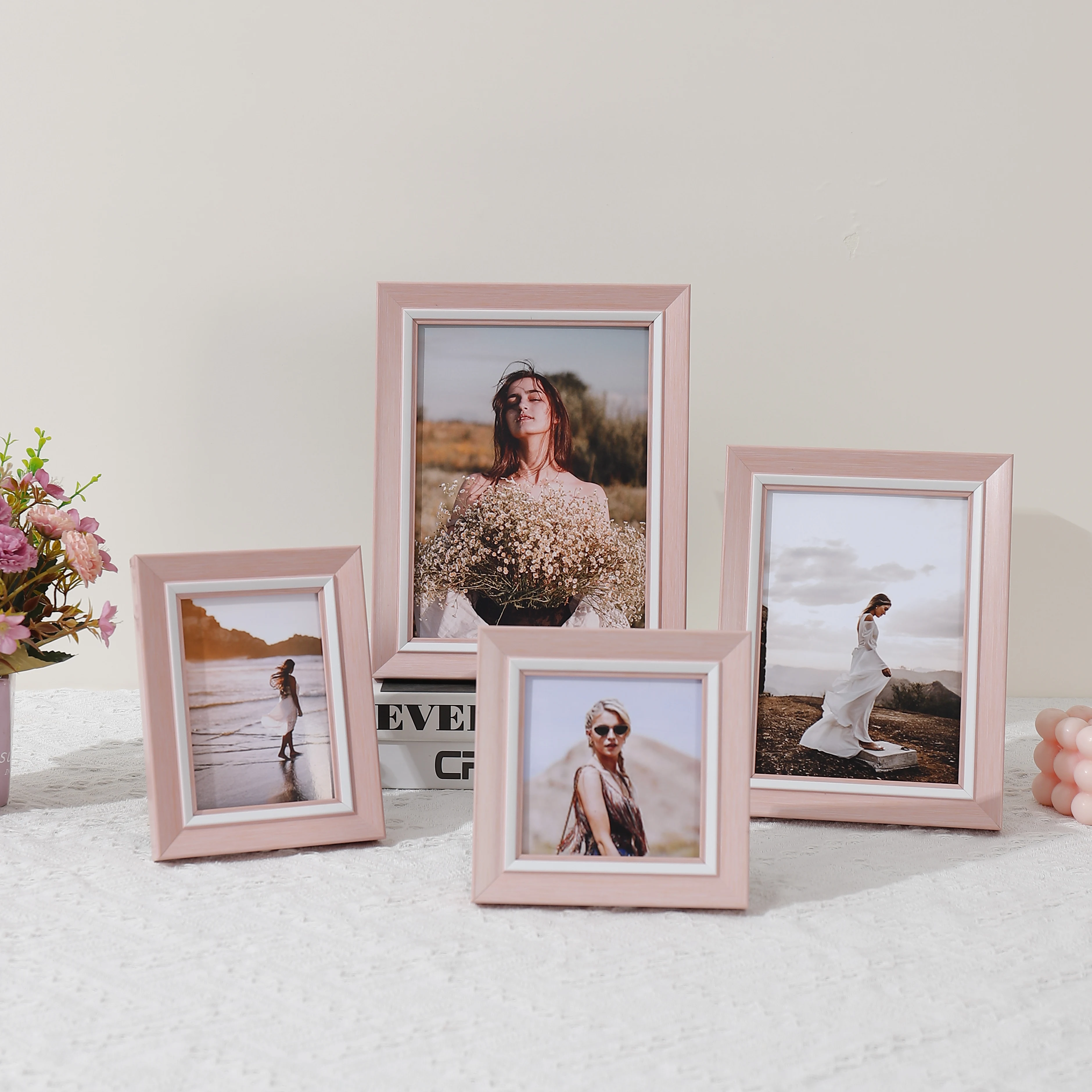 Nordic powder light luxury picture frame Plastic picture frame with HD Plexiglass fashion modern style pink picture frame