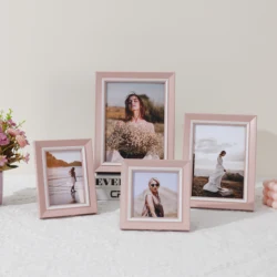 Nordic powder light luxury picture frame Plastic picture frame with HD Plexiglass fashion modern style pink picture frame