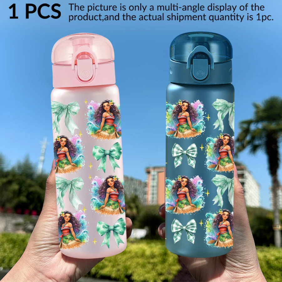 1 pezzo Disney, Moana, Arco, bottiglia d'acqua in plastica da 26 once, tazza d'acqua sportiva con corda di sollevamento, regalo di compleanno/retro a scuola