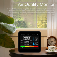 9 in 1 BT Air Quality Monitor TVOC HCHO PM2.5 PM1.0 PM10 Temperature Humidity Tester Time/Date CO2 Meter Carbon Dioxide Detector