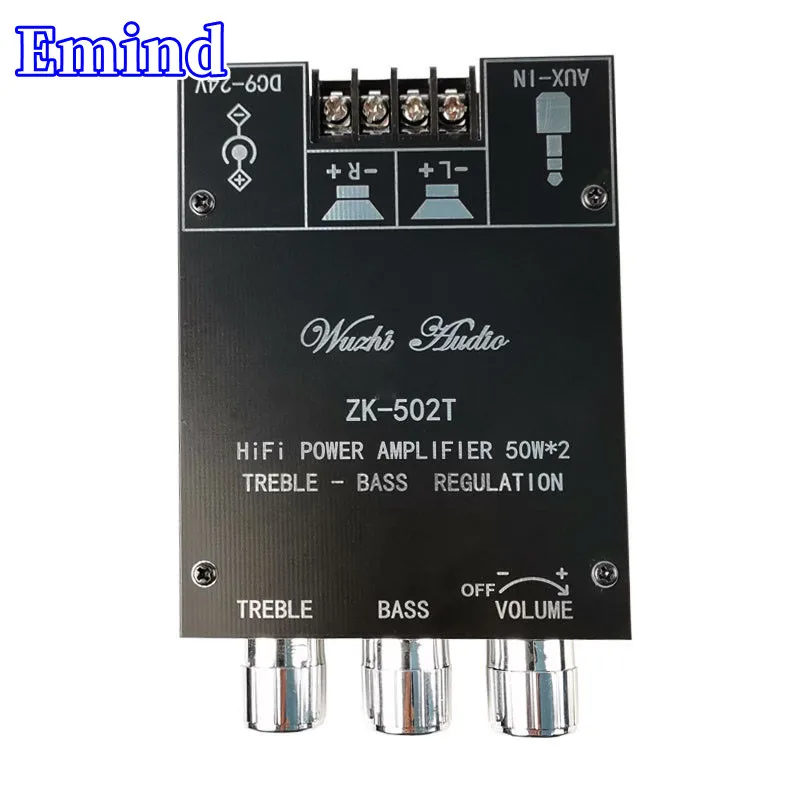 1/3/5/10/20Pcs ZK-502T 50W * 2 Dual Channel Bluetooth 5.0 Audio Power Amplifier Board Module High-Low Bass Adjustment Subwoofer