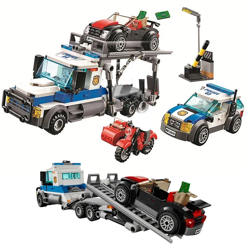 City Series Building Blocks Auto Transport Heist Car Robbery Police Arrest Children\'s Holiday Gift Assembling Toys