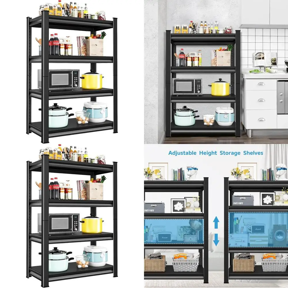 

Прочная стальная промышленная стеллажная система на 4 полки, 36 Вт, 1400 фунтов, 66 дюймов в высоту, черная