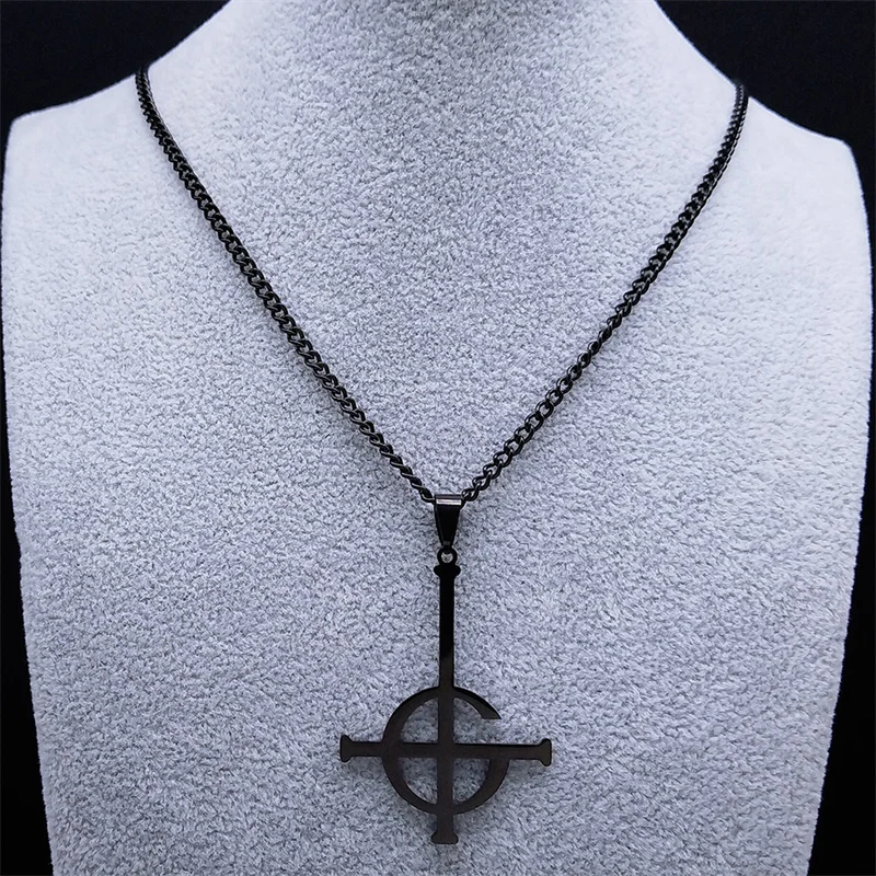 Ghost BC Nameless Anhänger Halskette für Frauen Männer Edelstahl Schwarz Ghoul Band Papa Emeritus Symbol Kette Schmuck N643S06 – Detail 5