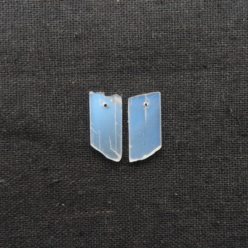 Natural Moon Stone Nugget Earring Bead 19x9x2.5mm 1.8g with Blue Flash Gemstone for Handmade DIY Jewelry Elegant Women Accessori