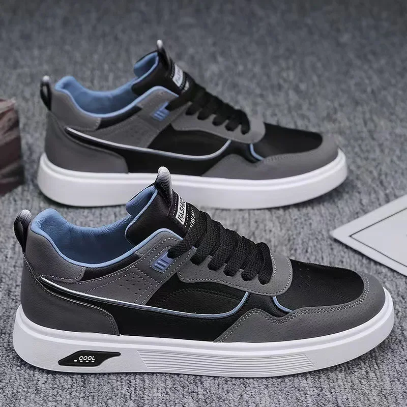 2024Hot Sell Men's Sneakers High Quality Leather Casual Shoes for Men Lace Up Vulcanized Shoes New Comfort Flats Tenis Masculino