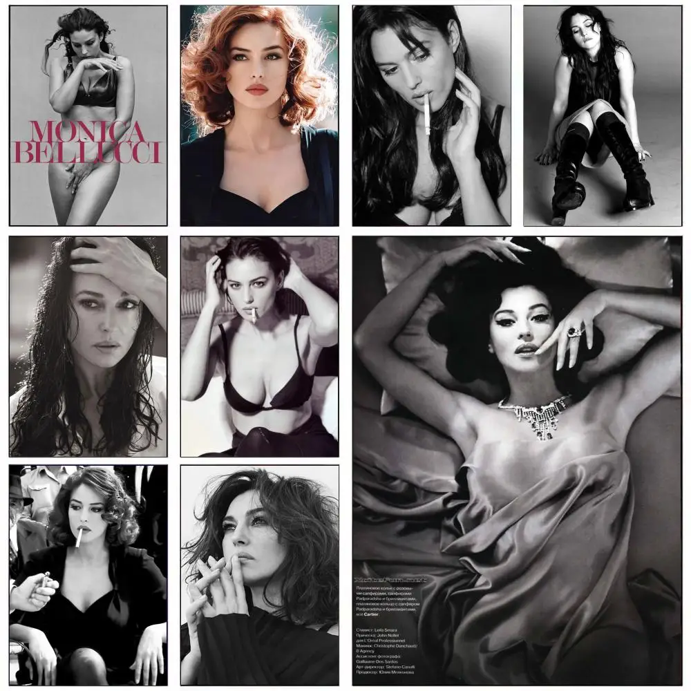 Actor M-Monica B-Bellucci Poster Removable Wall Sticker Self Adhesive Art Mural Home Office Living Room Dining Room Wall Decor