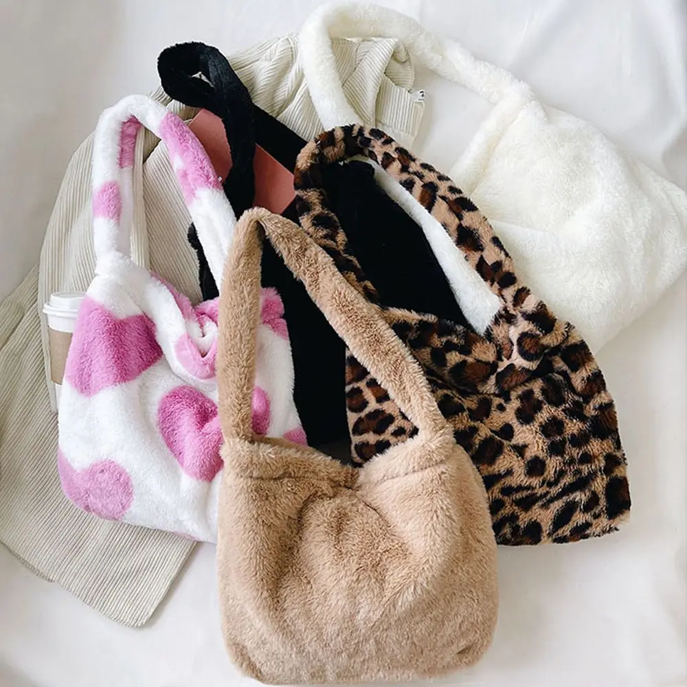 Kobiety dziewczęta puszysta torba na ramię Top-rama do torebki kobieta jesień torba zimowa pluszowa torba moda duża torba na zakupy