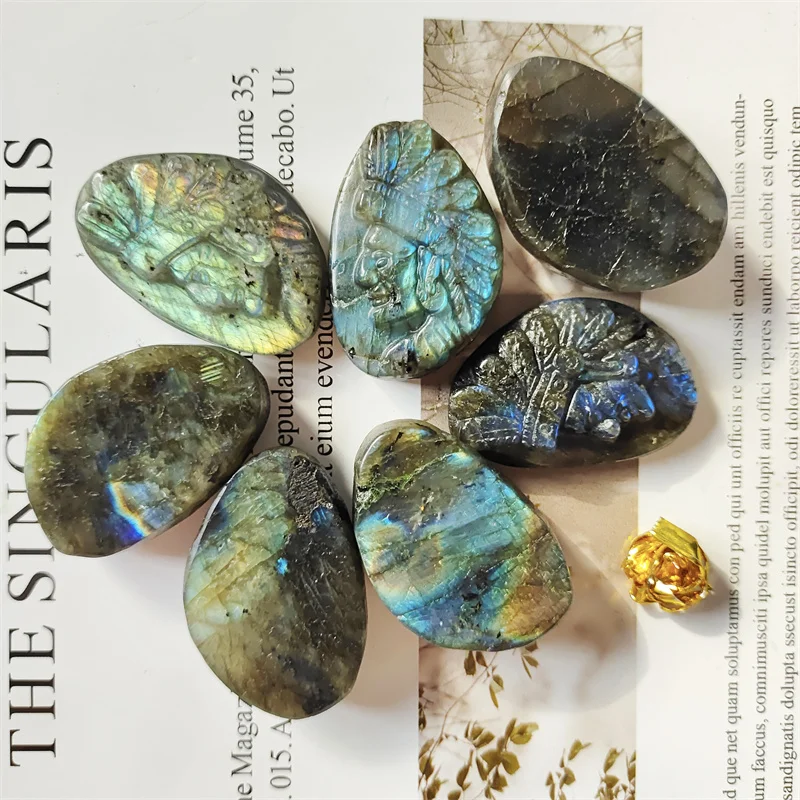 

Labradorite Indian Avatar Natural Stones Quartz Hand Carving Gemstones Polished Crystal Healing Reiki Gems Home Decoration Gifts