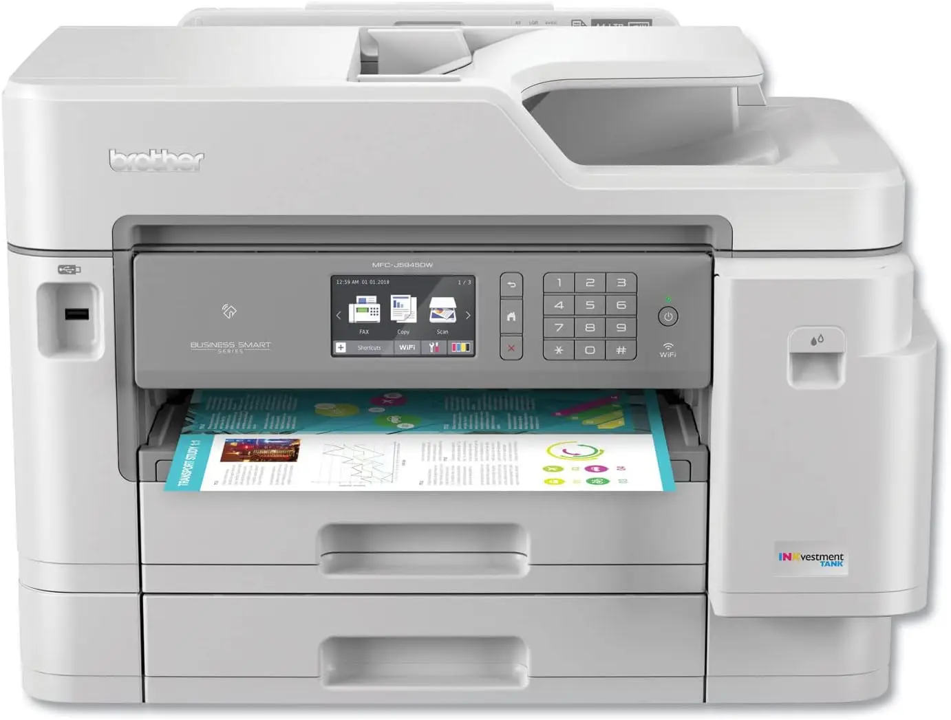 

Inkjet Printer, MFC-J5945DW, INKvestmentTank Color Inkjet All-in-One Printer with Wireless, Duplex Printing