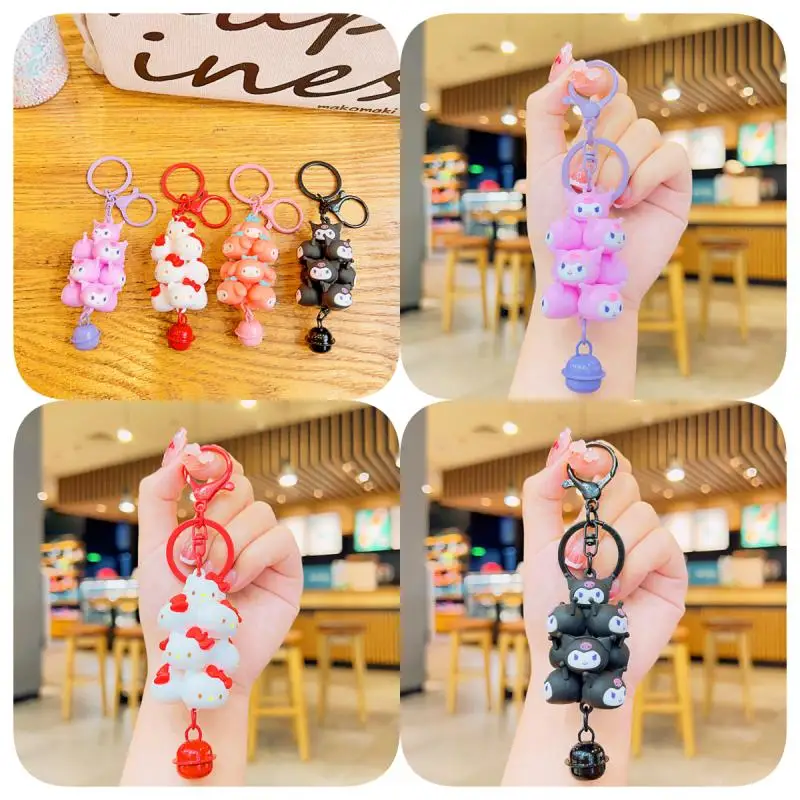 MINISO original Sanrio new Hello Kitty cute cartoon creative stacking music keychain cartoon couple bag keychain car accessories