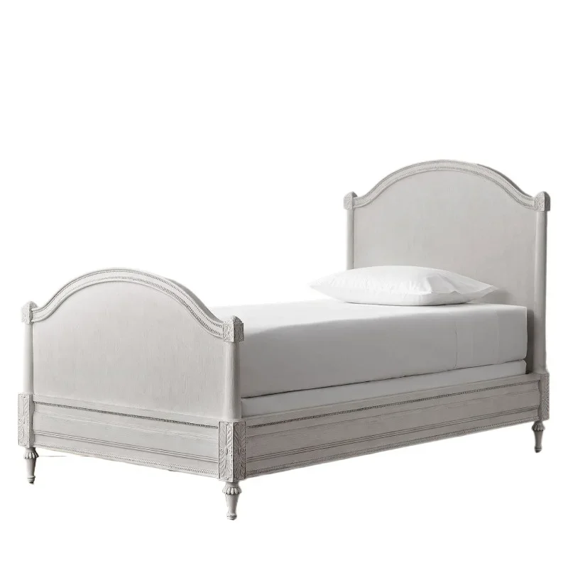 American country solid wood retro white   bed 1.2 meters 1.5 meters single , French princess small double bed