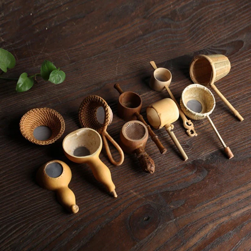 New Tea Strainers Bamboo Rattan Gourd Shaped Tea Leaves Funnel for Tea Table Decor Tea Ceremony Accessories