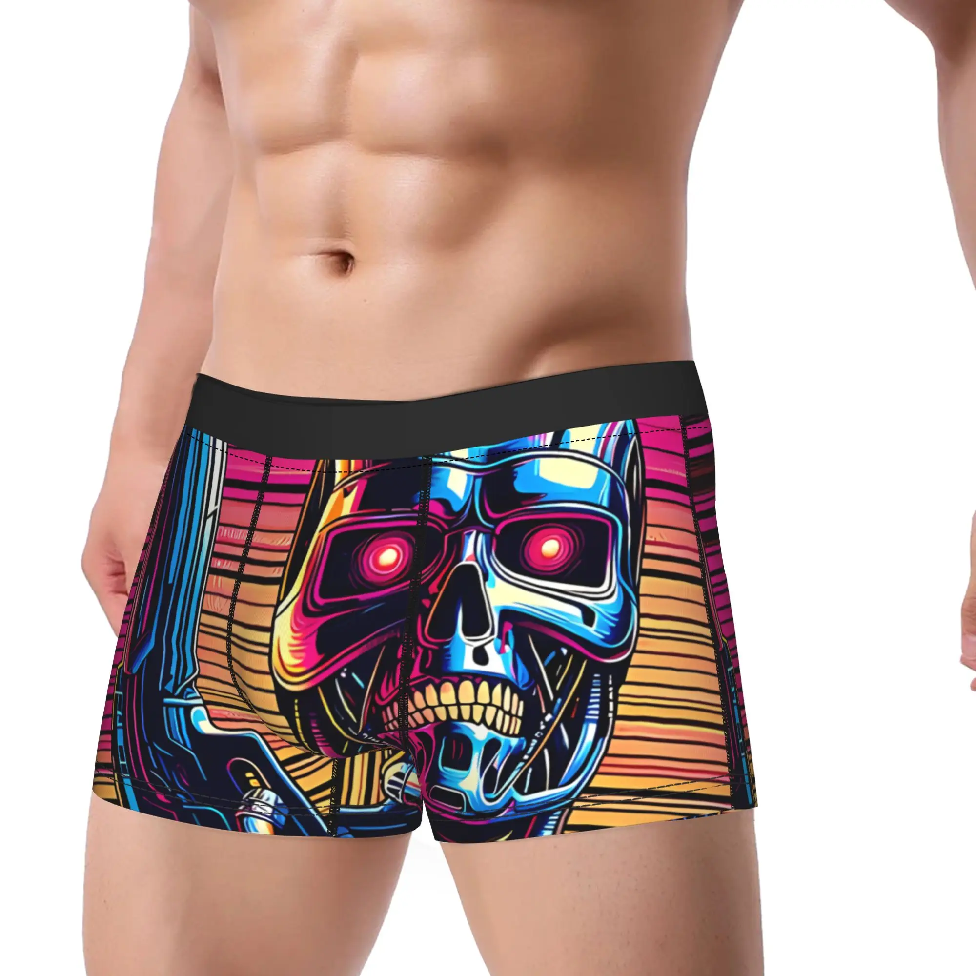 1piece Synthwave Terminator Vector  Underpants Homme Panties Man Underwear Print Shorts