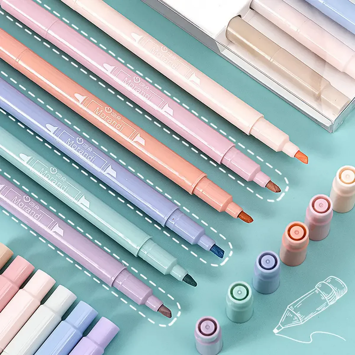 

6pcs/12pcs Macaron Highlighter Pens: Art Marker Kawaii Candy Colors for Manga & Coloring - Soft Tip, Ideal for Students!