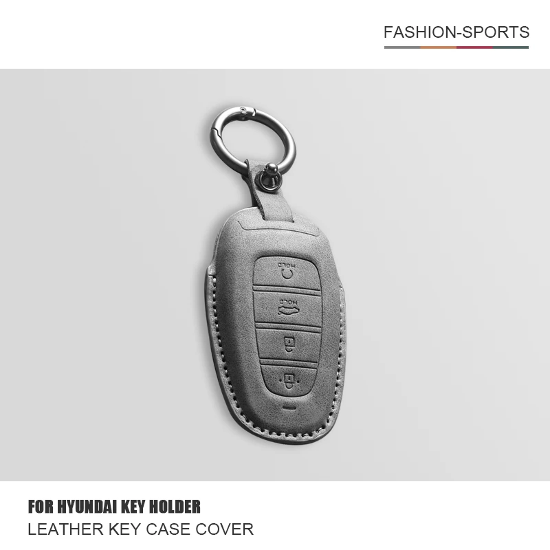 

Leather Car Key Case Cover Protector Shell For Hyundai Tucson Solaris Sonata Hybrid NEXO NX4 Santafe dn8 Atos Prime Solaris 2021