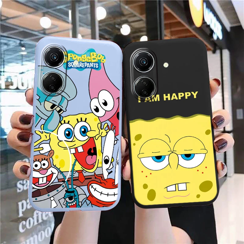 Funny Cartoon SpongeBob SquarePants Phone Case for Xiaomi Redmi 13C Poco C65 Patrick Star Squidward Tentacles Silicone TPU Cover