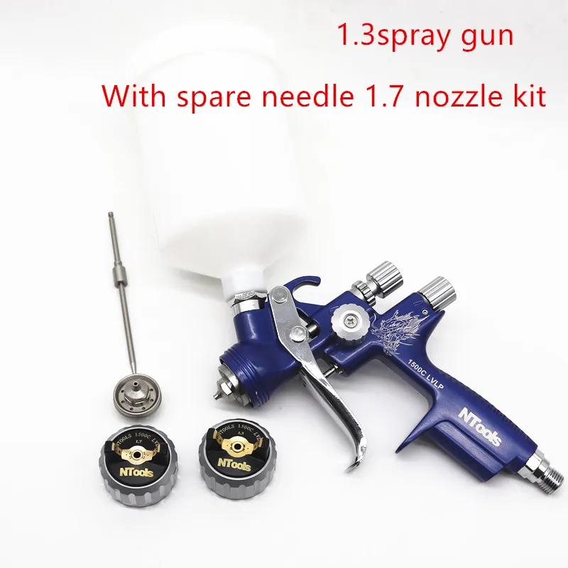 LVLP 1500C SPRAY GUN1.3 With 1.7 spare needle nozzle kit Paint Spray Gun Car Spray Tool Air Spray Gun Professional Spray Gun