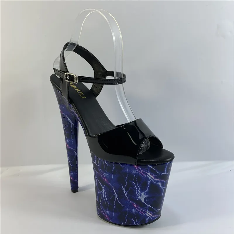 

Летние босоножки на высоком каблуке 20 см, 8-дюймовый узор молнии на подошве, босоножки для танцев на пилоне, для вечеринок и банкетов.