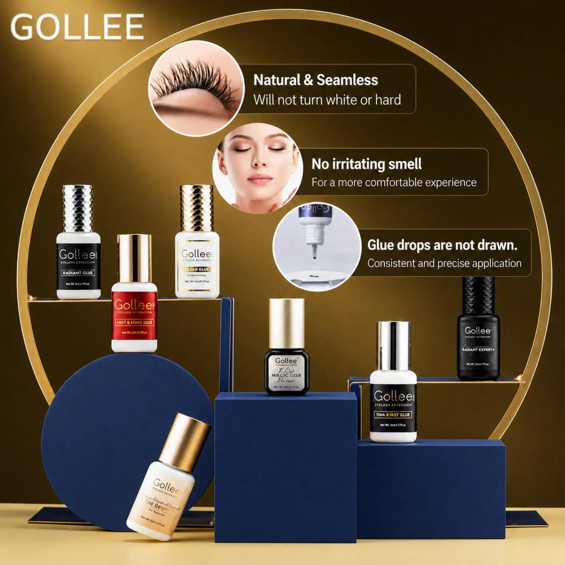 Gollee 0.5 Second Fast Drying False Eye Lash Extension Glue  5ml Eyelash Extension Glue Gollee Super Bonder Eyelash Glue Primer