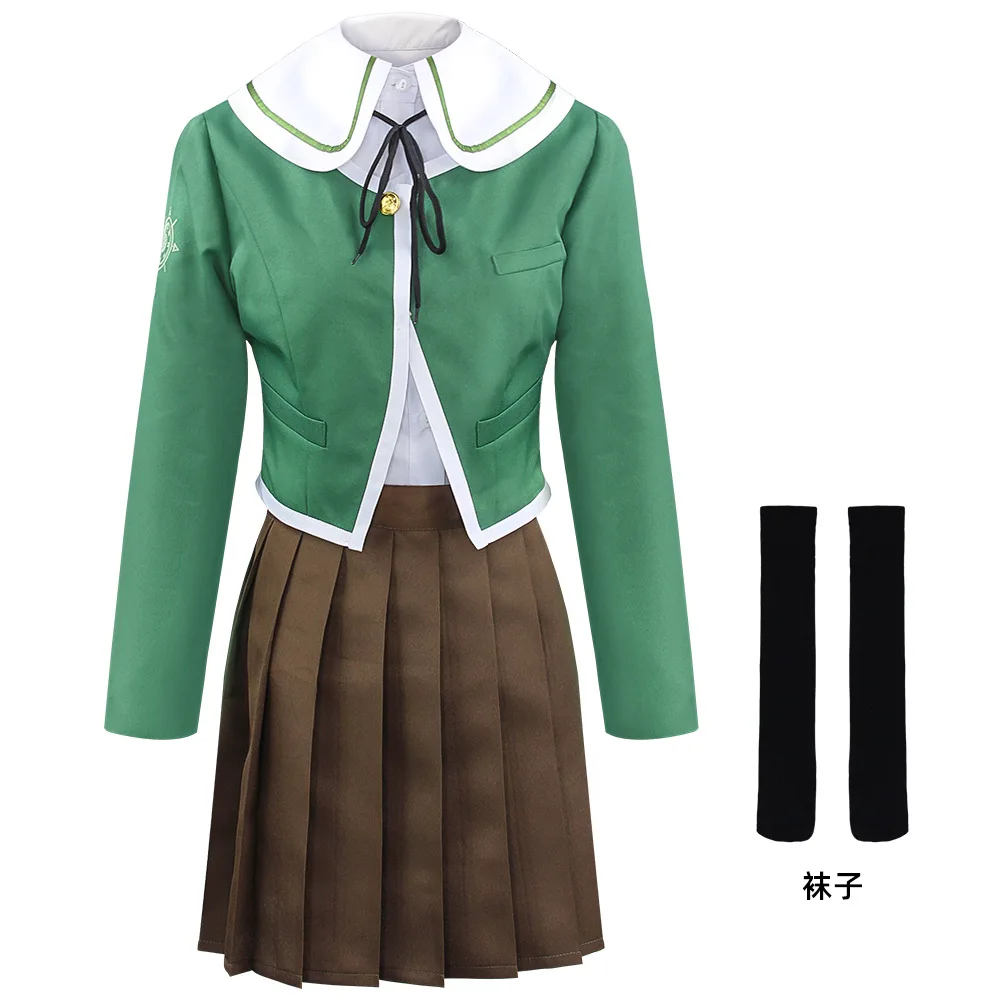 

Anime Danganronpa Chihiro Fujisaki Cosplay Costume JK School Uniform Suits Brown Pleated Skirt set Halloween Costumes