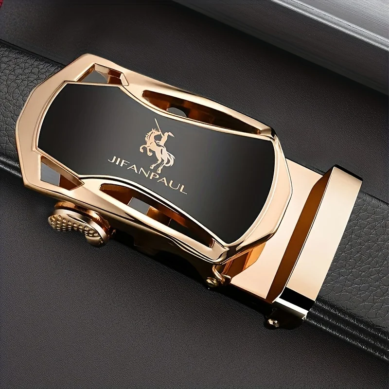 JIFANAUL Men\'s Famous Brand Belt High Quality Leather Luxury Belt Metal Automatic Buckle Belt Business Leisure Fashion Belt