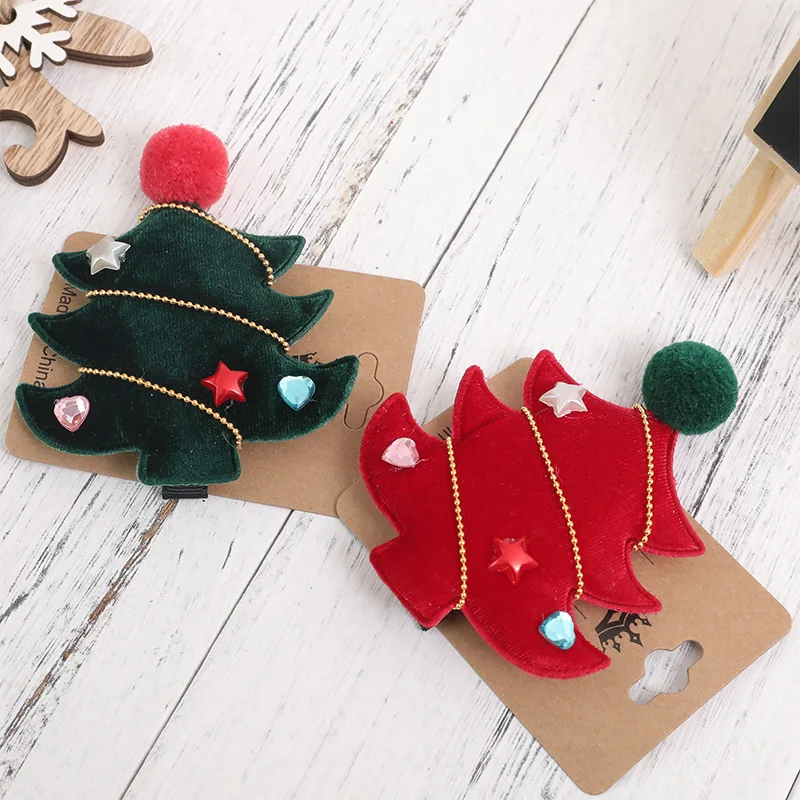 Christmas Hair Clips for Girls Festival Gift Hat Hairpin Cute Deer Pine Cones Ear Hairpins Adult Headwear Hair Accessories