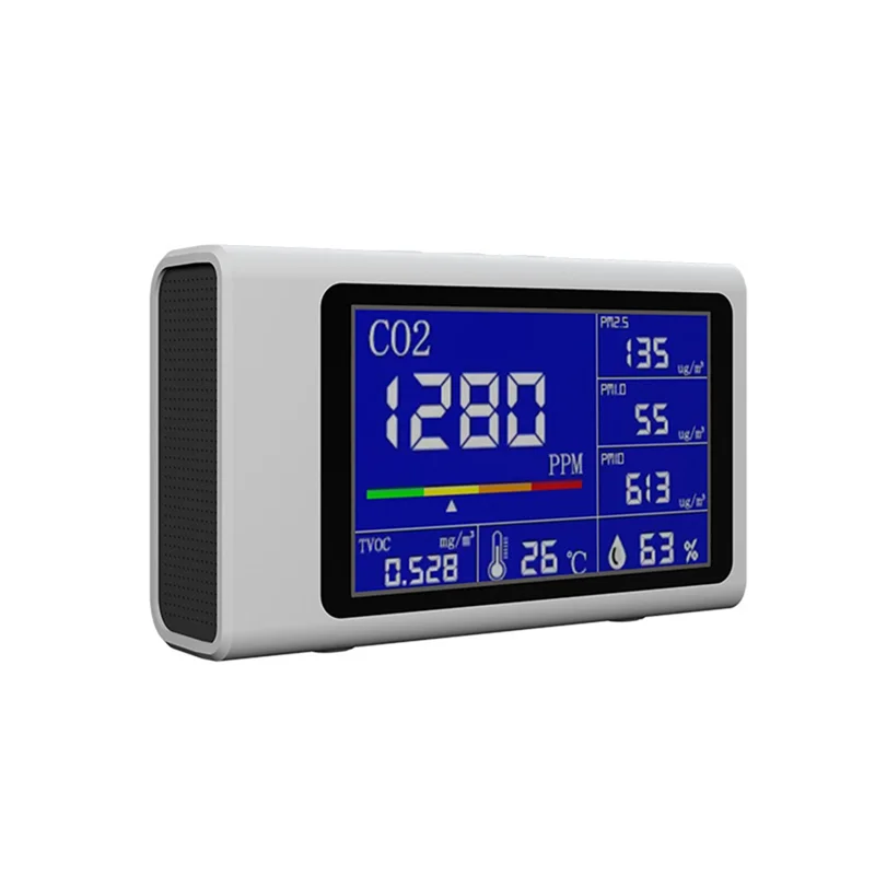 مراقب البيئة NDIR الأشعة تحت الحمراء CO2 PM2.5TVOC كاشف درجة الحرارة والرطوبة جودة الهواء