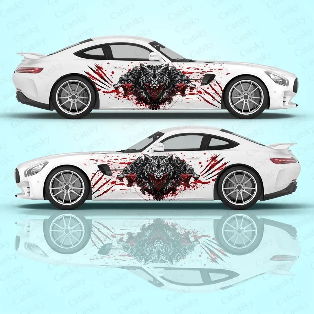 

Fierce Blood Wolf Car Sticker for Universal Large Car Vinyl Wrap Decal Custom Car Side Hood Decal Sticker for Auto Decoration