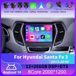 For Hyundai Santa Fe 3 2013 - 2016 Carplay Auto 4G+WIFI GPS Car Radio Navigation Multimedia Video Player Stereo BT Android 16