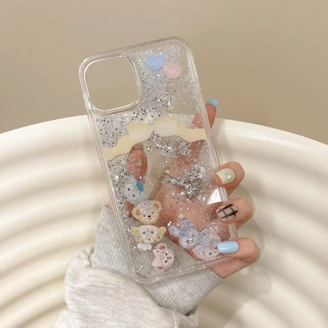 Disney Castle Doll Cartoon Cover for iphone 15 pro max 11 12 13 14 Pro Max Duffy ShellieMay Liquid quicksand Phone Case