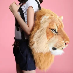 3D Animal Design Backpack for Girl Tiger Lion Leopard Panda Fur School Bags Women Chain Clutch Crossbody Shoulder Bags Purse